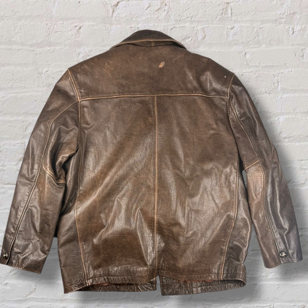 Oakwood Classic Men’s Genuine Leather Coat Brown Thinsulate Large – Vintage - Picture 7 of 17